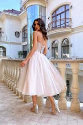 Elegant Sweetheart Sleeveless Prom Dress with Beaded Tulle A-Line Skirt